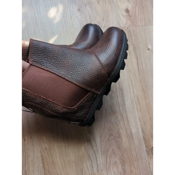 Sorel Joan of Arctic Wedge III Brown Tumbled Leather Chelsea Boots Womens 7